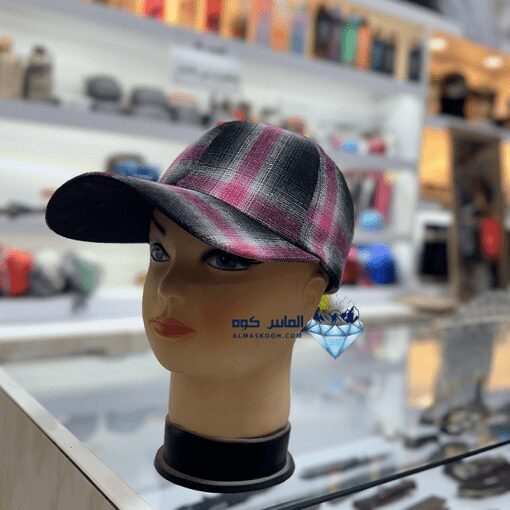 کلاه آفتابی چهارخانه بزرگسال رنگ صورتی ساخت کره _ الماس کوه